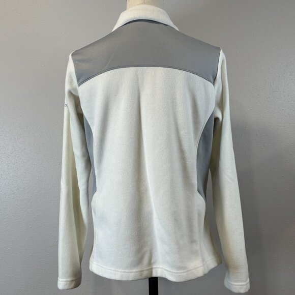 Columbia Sportswear Full Zip Fleece Jacket Womens Size Medium White Gray Pockets - Picture 2 of 16